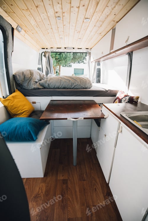 Preview: Vertical shot of the inside of a small van
