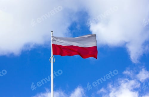 Preview: Flag of Poland Waving against a Blue Sky