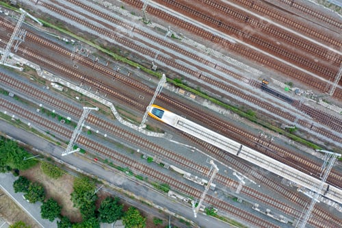 Preview: Aerial view Taiwan High Speed Rail, High speed rail line run approximately 349.5 km, Taiwan.