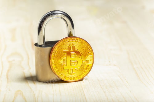 Preview: Gold bitcoin and padlock