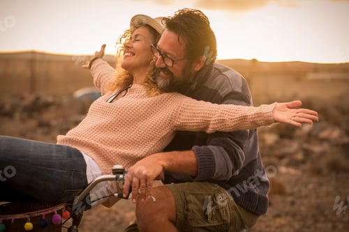 Preview: Happy adult people cheerful couple enjoy the outdoor leisure