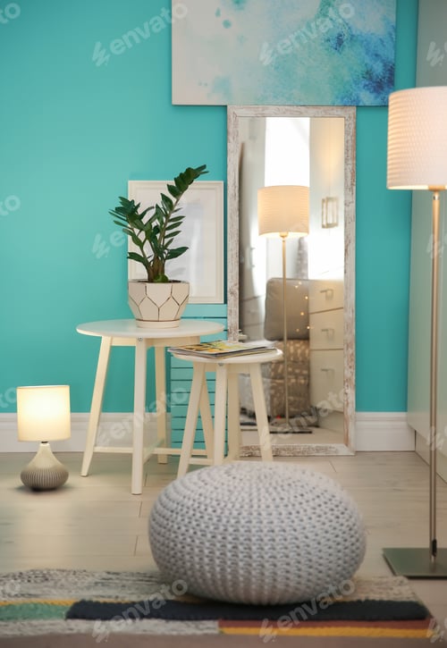Preview: Stylish living room interior with floor lamp