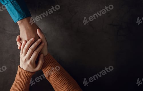 Preview: Mental Health Concept. Couple making Comfortable Hand Touch for Encouraging Together