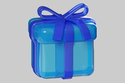 Preview: Blue present with ribbon