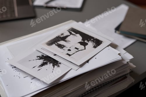 Preview: Stack of papers with rorschach, tests