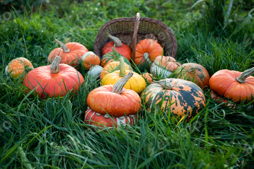Preview: autumn decorative pumpkins. Thanksgiving or Halloween holiday harvest concept.