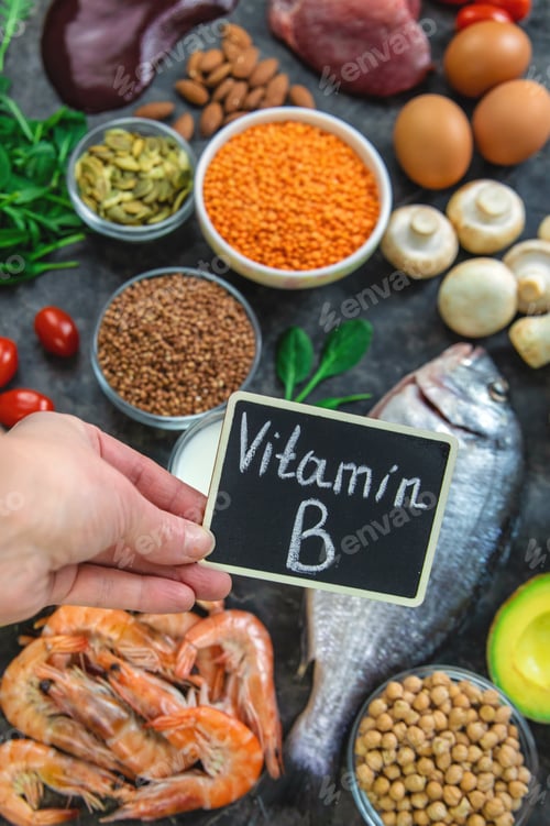 Preview: Foods that contain B vitamins. Selective focus
