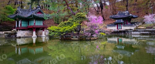 Preview: Early spring at Buyongji Pond - part of the palace gardens for Changdeokgung Palace, South Korea