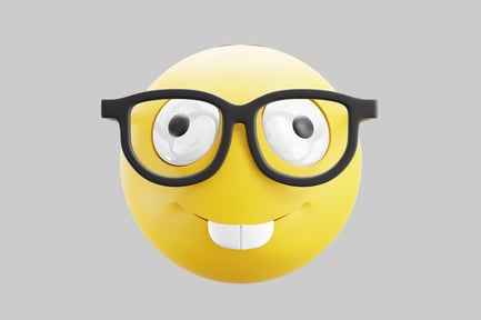 Preview: Cartoon geek emoji with glasses