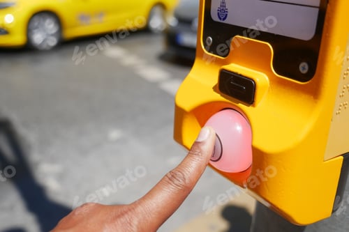 Preview: close up of crossing signal button