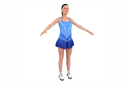 Preview: Female Figure Skater in Blue Dress