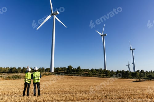 Preview: Professional team of engineers working in renewable energy.