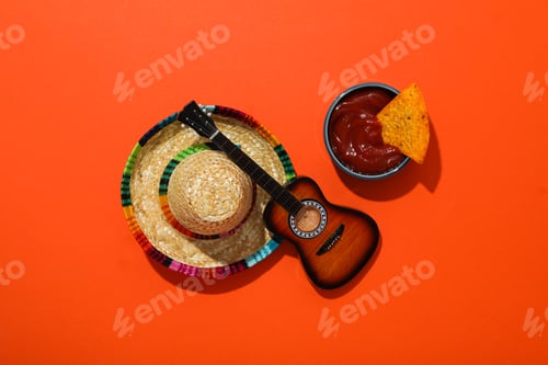 Preview: Composition for Cinco de Mayo concept, top view