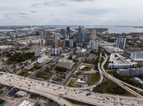 Preview: Aerial view of Tampa, Florida skyline, USA