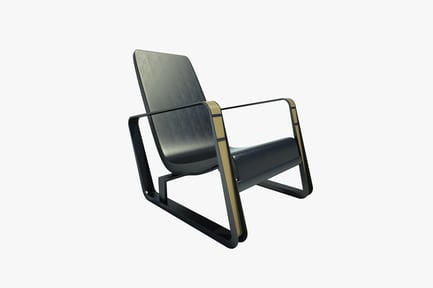 Preview: Armchair with gold accents and dark upholstery