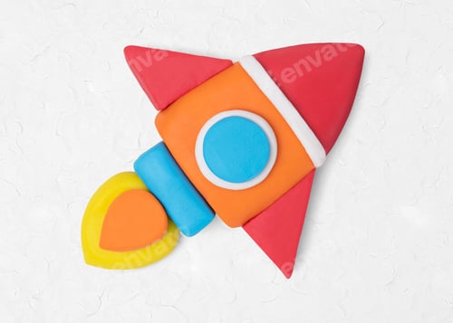 Preview: Space rocket clay icon cute handmade education creative craft graphic