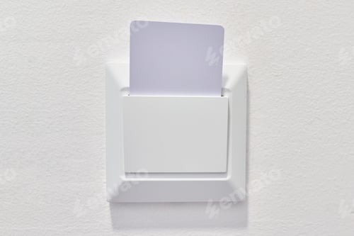 Preview: Close up key card in electronic lock, hotel, service, security, technology