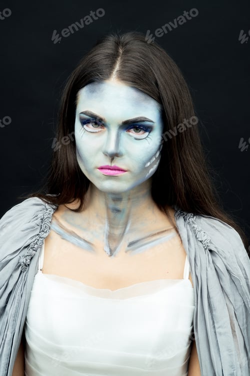 Preview: Makeup. Image Of A Witch In A Bride Dress