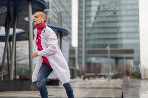 Preview: doctor running to an emergency to provide support in a hospital emergency - help and hope.