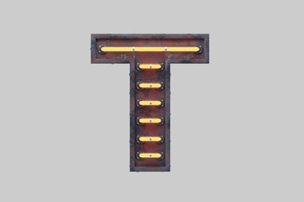 Preview: Letter t rusty industrial light
