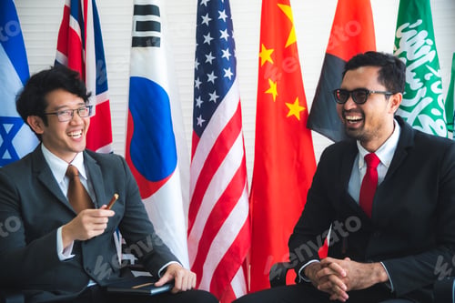 Preview: International businessmen make a public statement about diplomatic cooperation
