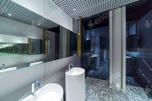 Preview: Public toilet, restroom. Interior decoration design