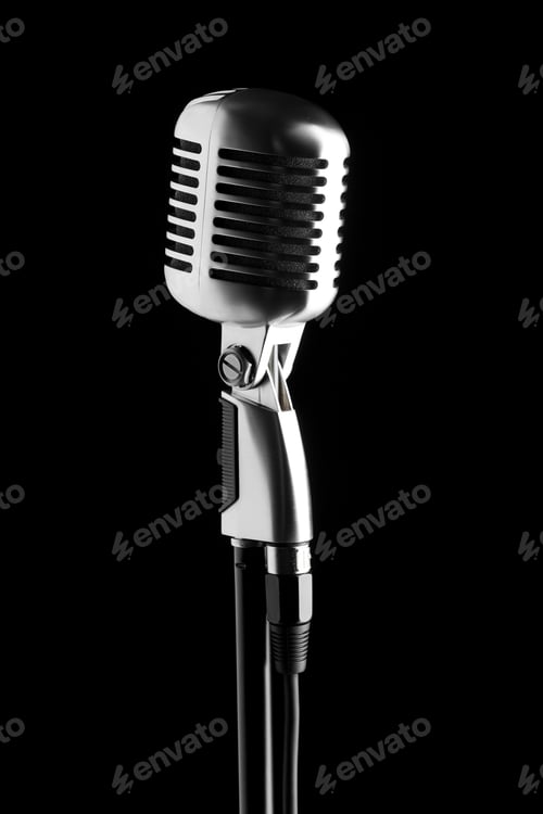 Preview: vintage microphone over black