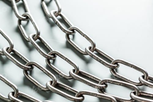 Preview: close up of metal chain part on white background