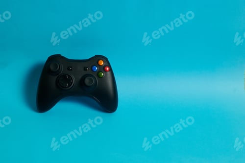 Preview: Video game console controller on a blue background