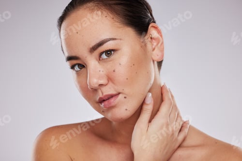 Preview: Skincare, face and beauty portrait of a woman in studio for beauty, dermatology and cosmetics for s