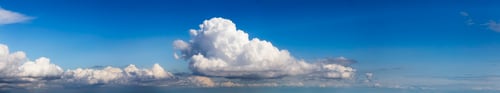 Preview: Panoramic View of Puffy White Clouds with Blue Sky