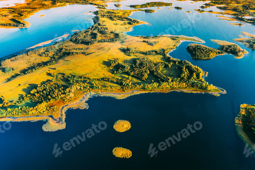 Preview: Braslaw Or Braslau, Vitebsk Voblast, Belarus. Aerial View Of Nedrava Lake And Green Forest Landscape