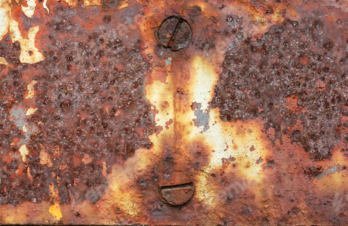 Preview: Old rusted steel plate and paint peeling off.