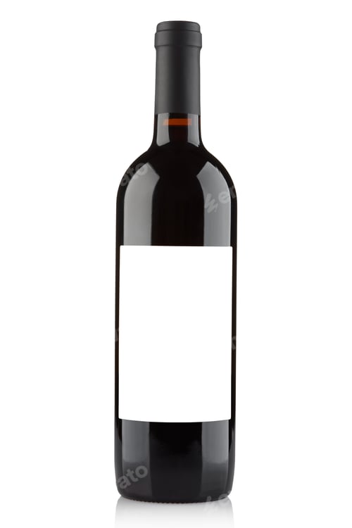 Preview: Red wine bottle with blank label isolated on white, clipping pat