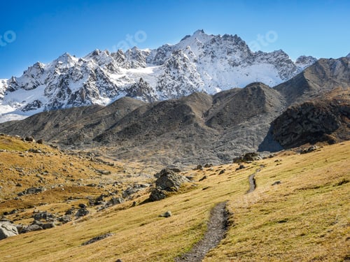 Preview: Mountain views on the way to Arsine lakes and glacier, Ecrins national park, France