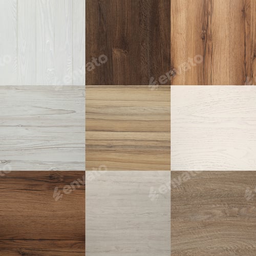 Preview: Collage with different wooden surfaces covered with varnish or wood stain