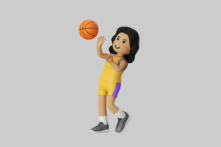 Preview: Cartoon woman with basketball