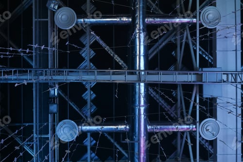 Preview: intersection of the construction beams in the blue light