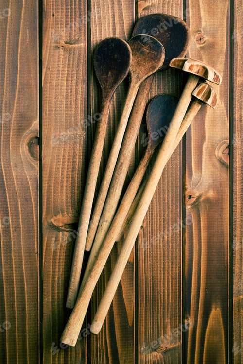 Preview: wooden spoons on table