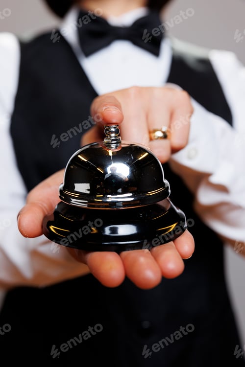 Preview: Waitress ringing bell with finger
