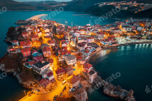 Preview: Aerial view of historic Ottoman and Turkish town Amasra view from drone.
