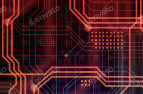 Visualização: Um fundo tecnológico abstrato que consiste em uma infinidade de linhas orientadoras e pontos luminosos