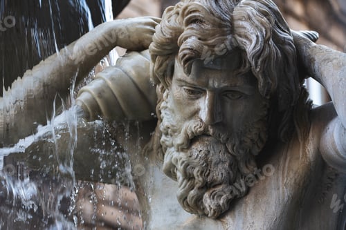 Preview: Amenano Fountain: Close-up of River God Statue in Catania, Sicily