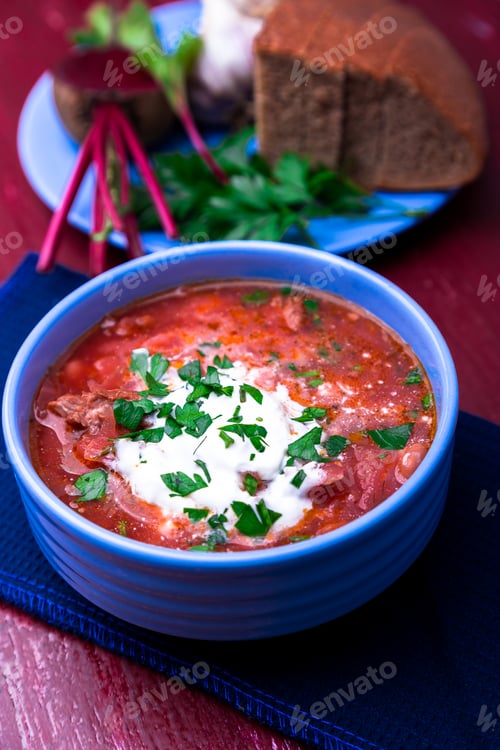 Preview: Ukrainian traditional borsch.