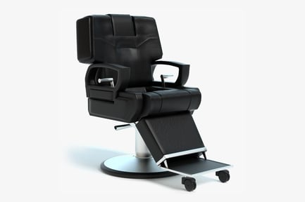 Preview: Luxurious Black Barber Chair with Reclining Back