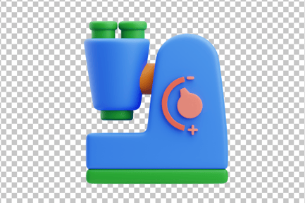 Visualização: Ícone 3D do microscópio