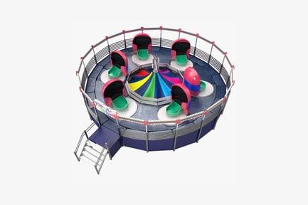Preview: Circular amusement park ride with multicolored seats