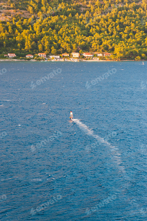 Preview: Windsurfer in Korcula Town, Korcula Island, Dalmatia (Dalmacija), Croatia