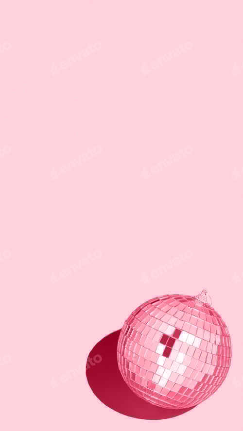 Visualização: Cor do ano 2023 viva magenta.Bola de discoteca brilhante.