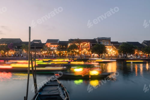 Preview: Traditional boats with lanterns in long exposure in Hoi An